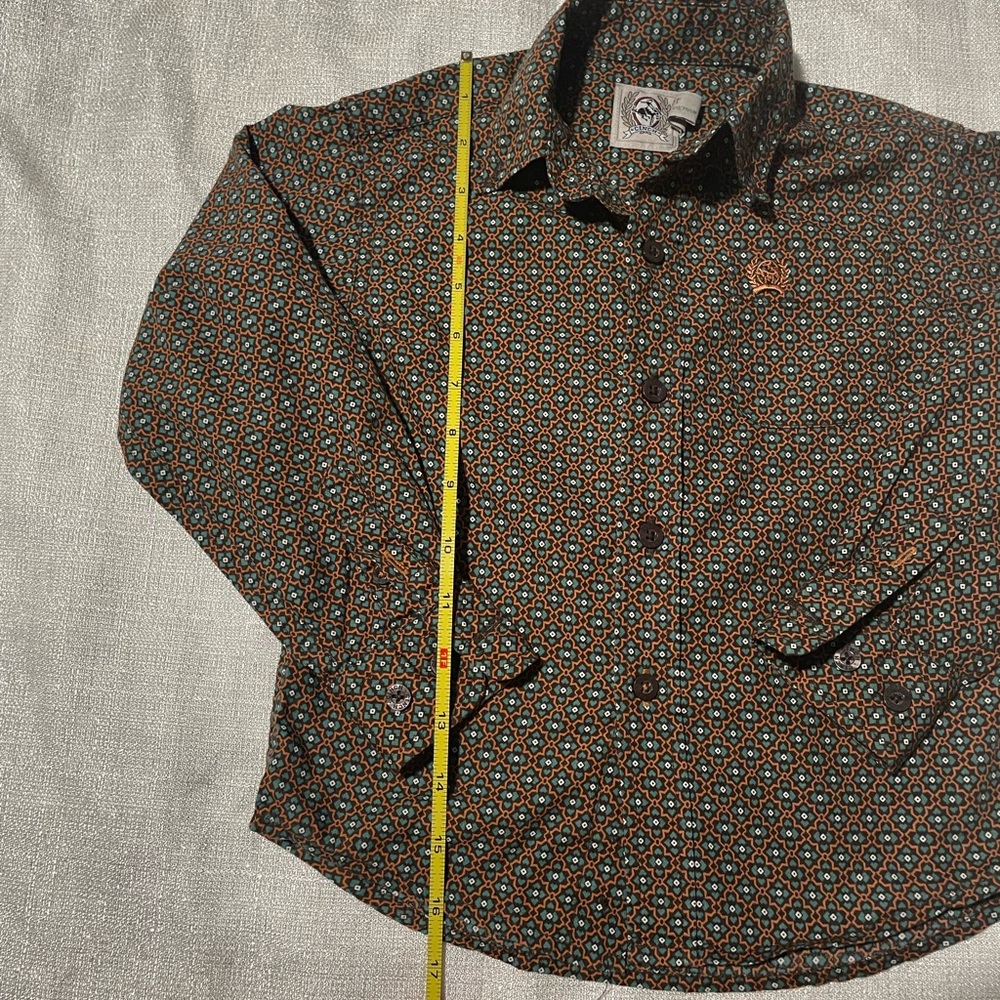 Cinch Green and Orange Patterned Shirt